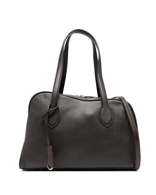 Atp Atelier Black Noale Leather Tote Bag
