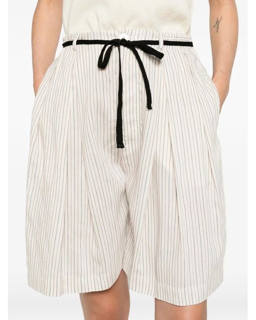 Barena White Striped-Pattern Tailored Shorts
