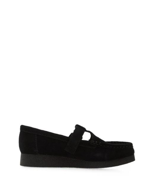 Clarks Black Wallabeeevo Bar Buckle Sneakers