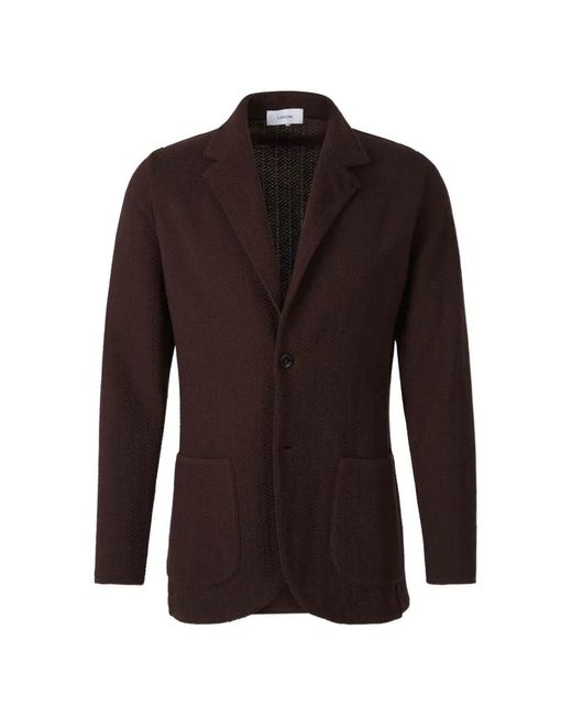 Lardini Brown Herringbone-Knit Jacket for men