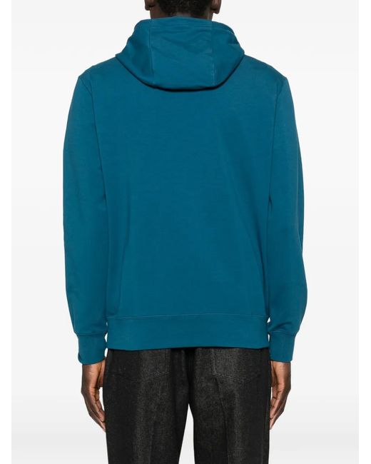 C P Company Blue Kangaroo-Pocket Hoodie for men