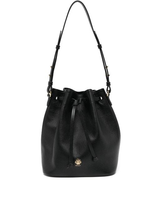 Bally Black Leather Drawstring Bucket Bag