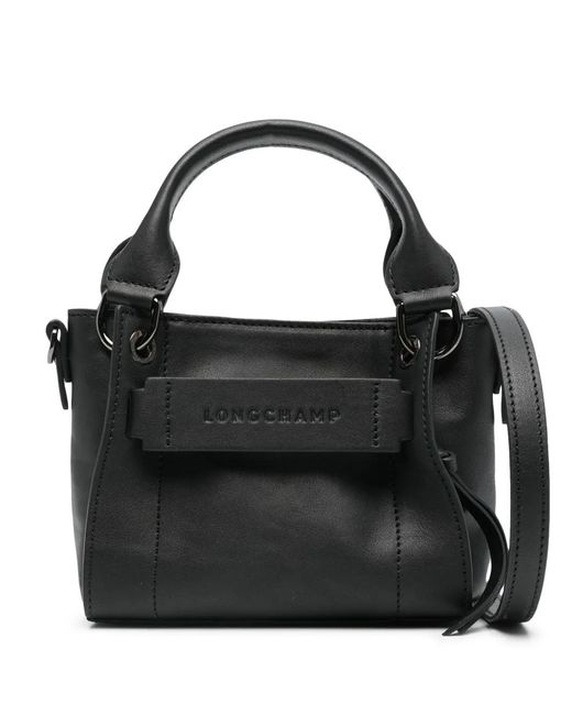 Longchamp Black Xs 3D Leather Tote Bag