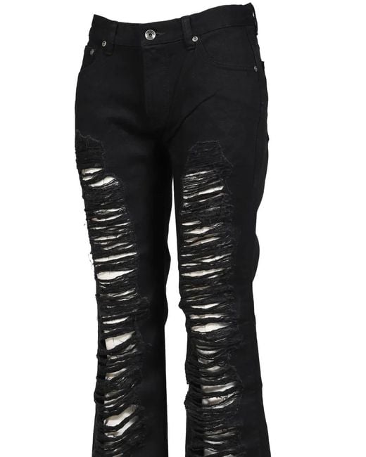 BOHEMSEO Black Distressed Semi-Bootcut Jeans