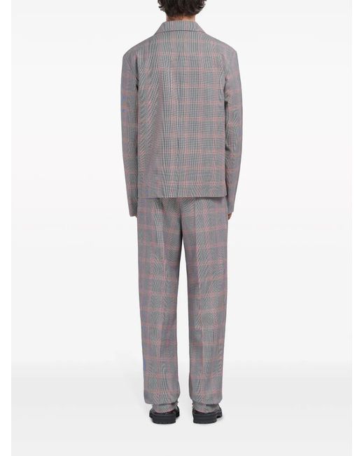 Marni Gray Checked Single-Breasted Blazer for men