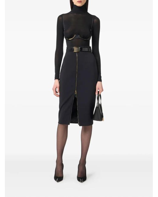 Elisabetta Franchi Black Long Sleeve Bodysuit