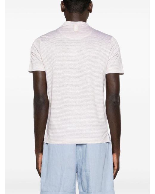 Canali White Striped Crew-neck T-shirt for men