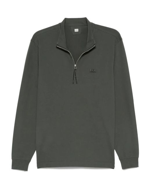 C P Company Green Half-Zip Cotton Sweatshirt for men