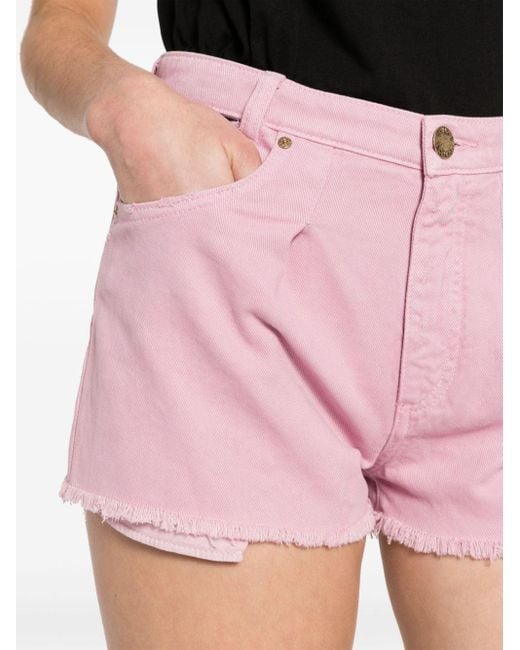 Pinko Pink Jeans-Shorts im Distressed-Look