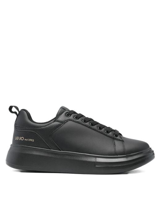 Liu Jo Black Leather Platform Sneakers for men