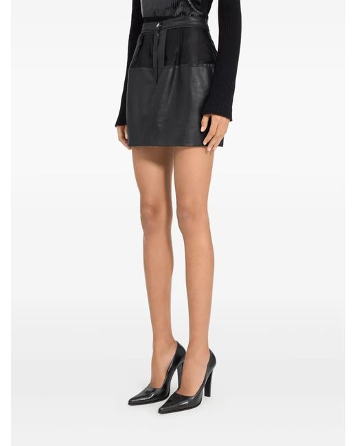 MM6 by Maison Margiela Black Leather Mini Skirt