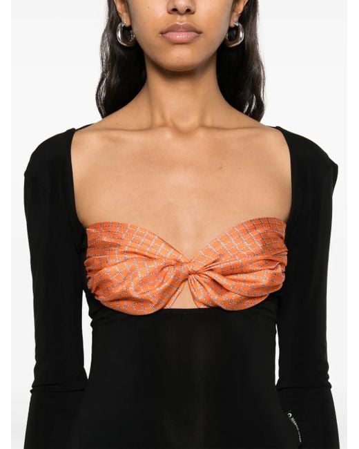 MARINE SERRE Black Regenerated Silk Scarves Maxi Dress