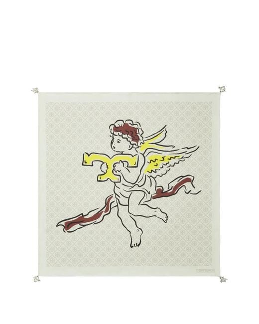 Tory Burch Metallic T Monogram Cherub Silk Neckerchief