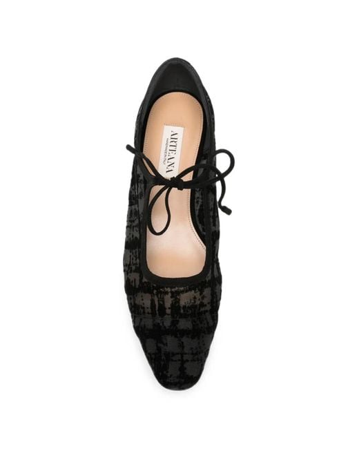 Arteana Black Marcella Flocked Flat Pumps