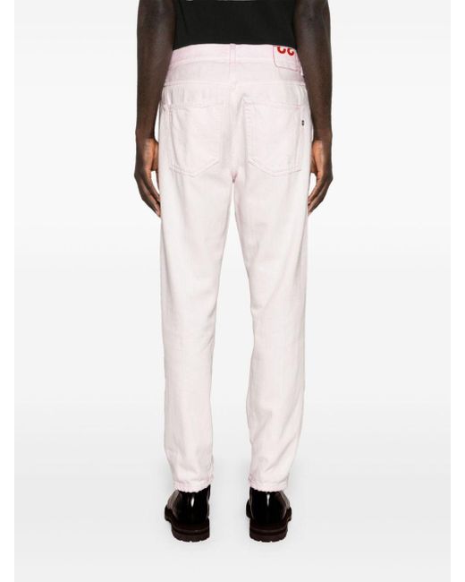 Dondup Pink Mid-rise Tapered-leg Jeans for men