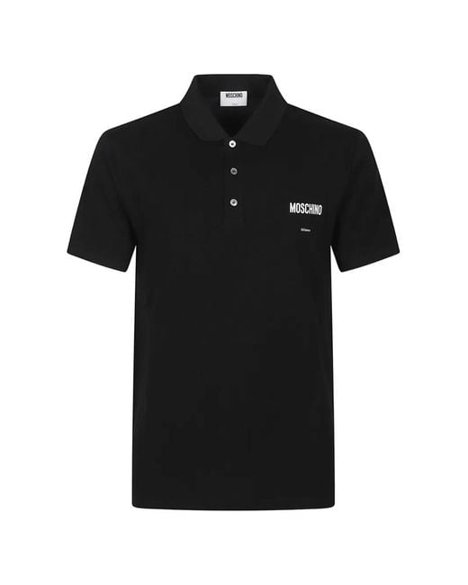 Moschino Black Logo-Print Polo Shirt for men