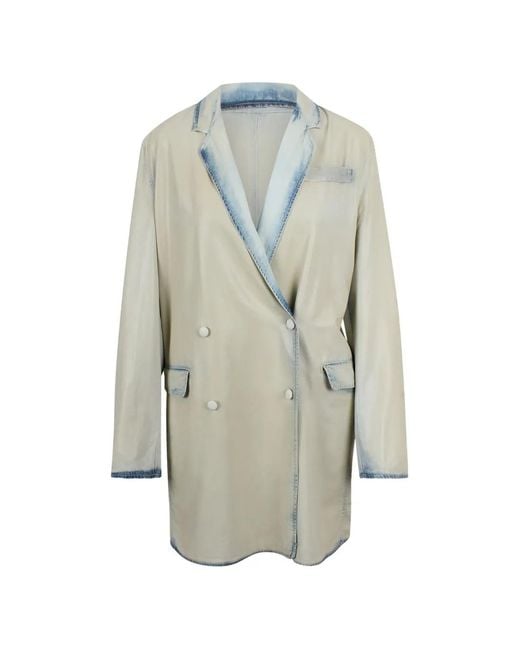 DIESEL White Double-Breasted Coat