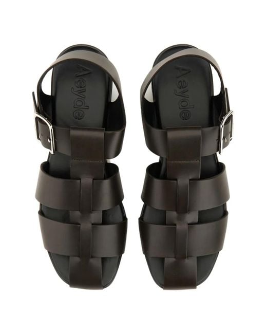 Aeyde Black Buckle-Fastening Leather Sandals
