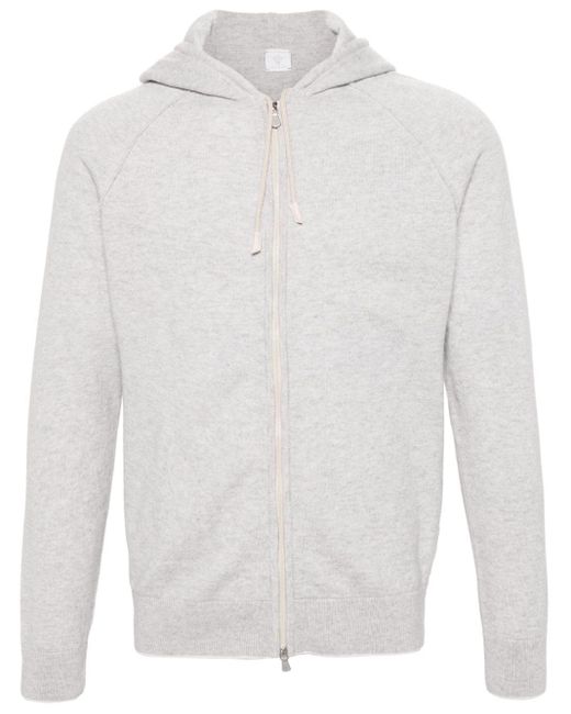 Eleventy White Hooded Cashmere Cardigan for men