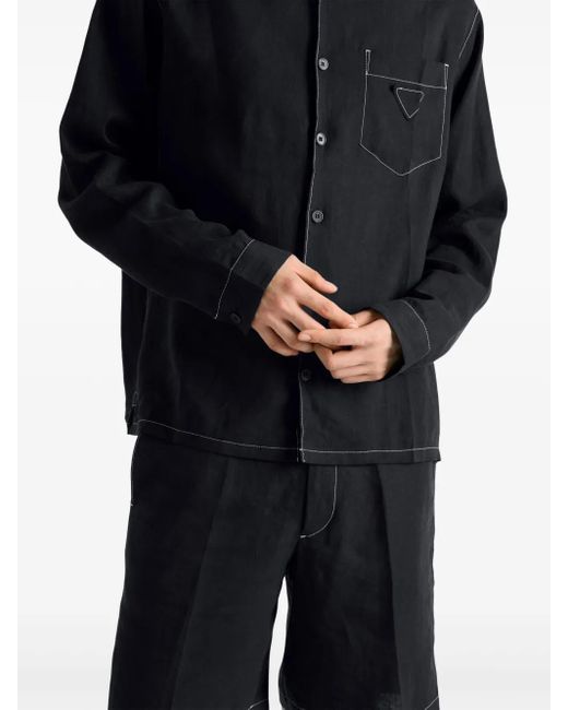 メンズ Prada リネンシャツ Black