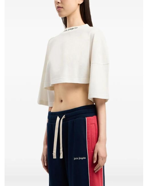 Palm Angels White Logo Cropped T-Shirt