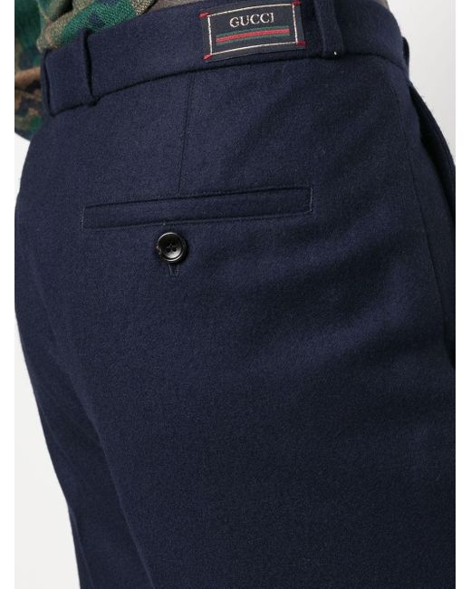 Gucci Blue Flannel Tailored Trouser for men