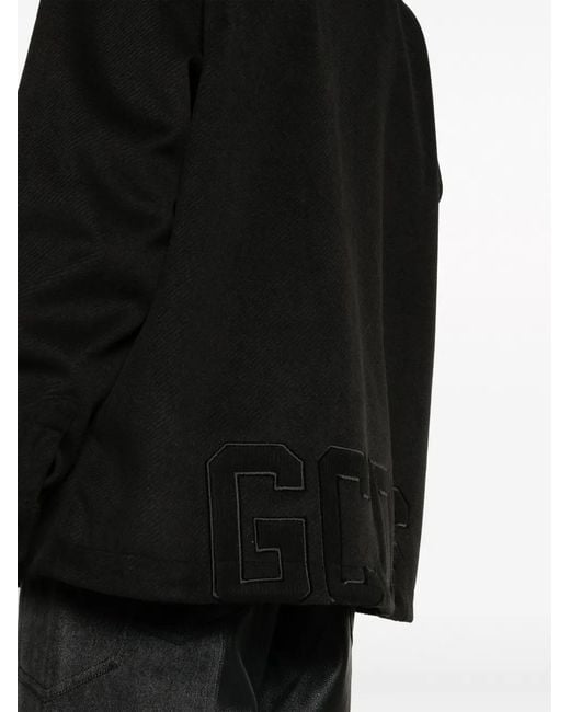 Gcds Black Logo-Embroidered Overshirt for men