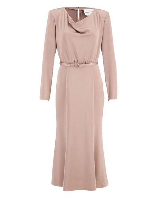Roland Mouret Pink Cowl-Neck Midi Dress