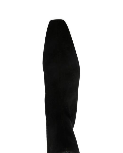 Totême  Black Zipped Suede Pointed-Toe Boots