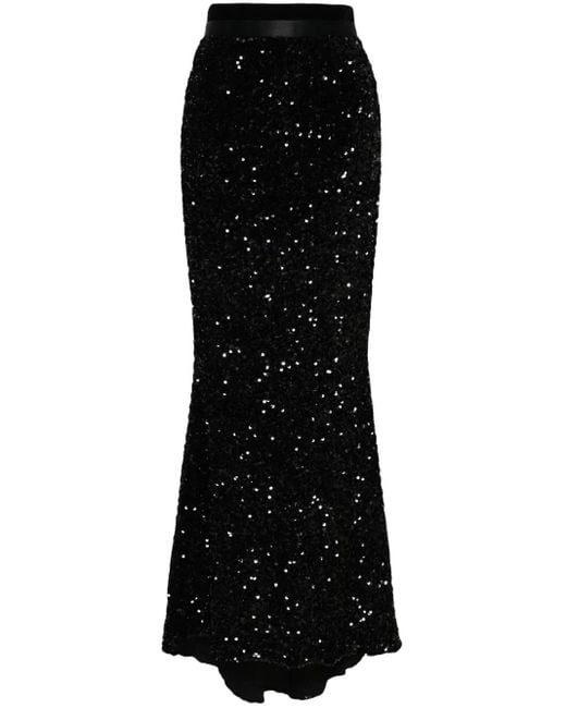 Styland Black Sequind High-Waist Maxi Skirt
