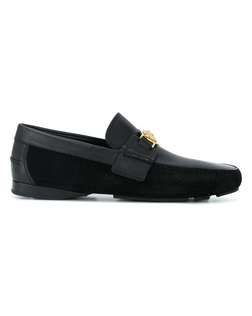 Homme Chaussures Chaussures à enfiler Mocassins Moccasins with logo Versace pour homme en coloris Noir 