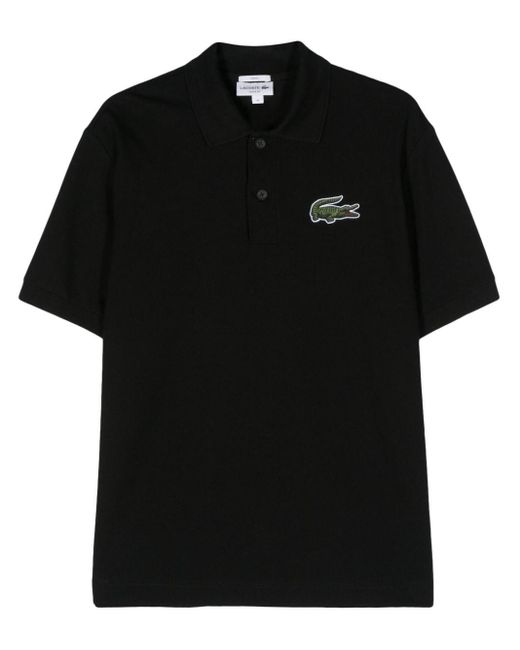 Lacoste Black Logo-patch Cotton Polo Shirt