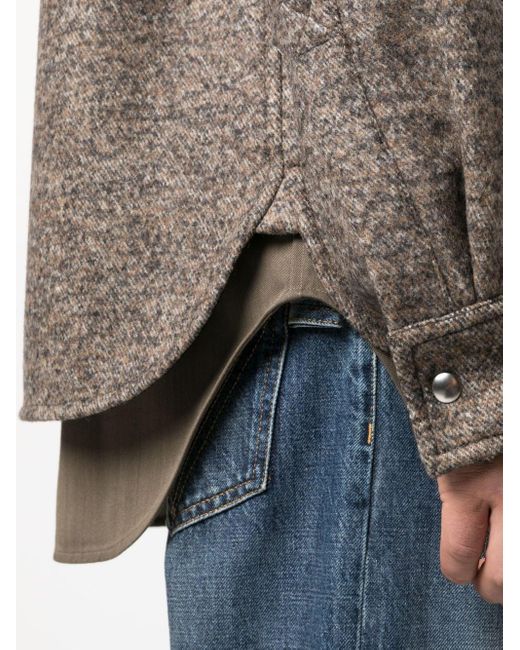 Chemise en laine à manches longues Bottega Veneta pour homme en coloris Gray