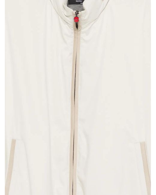 Kiton White Zip-Up Bomber Jacket for men