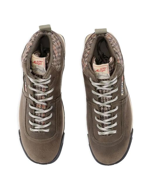 Autry Brown Houndstooth Panel Boots for men