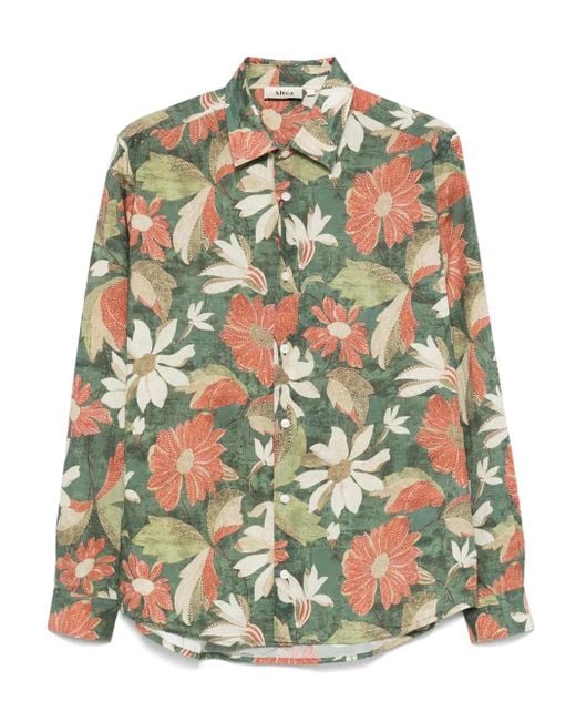 Altea Hemd Mit Print in Green für Herren