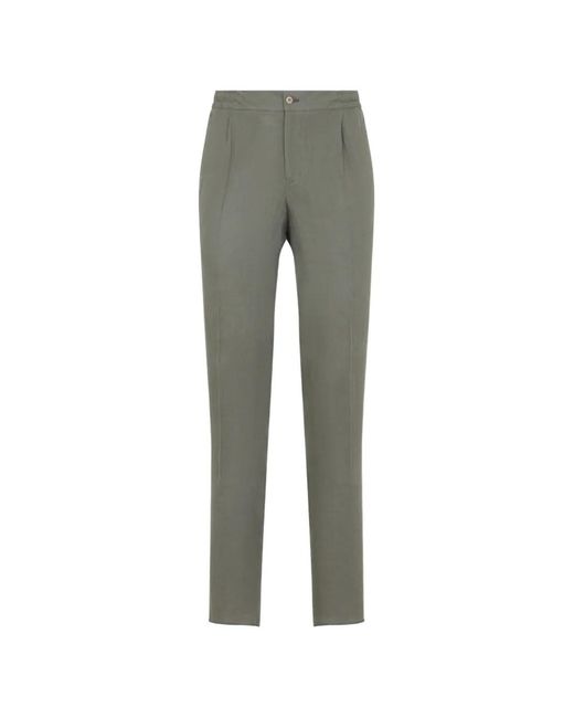 Kiton Gray Pleated Trousers for men