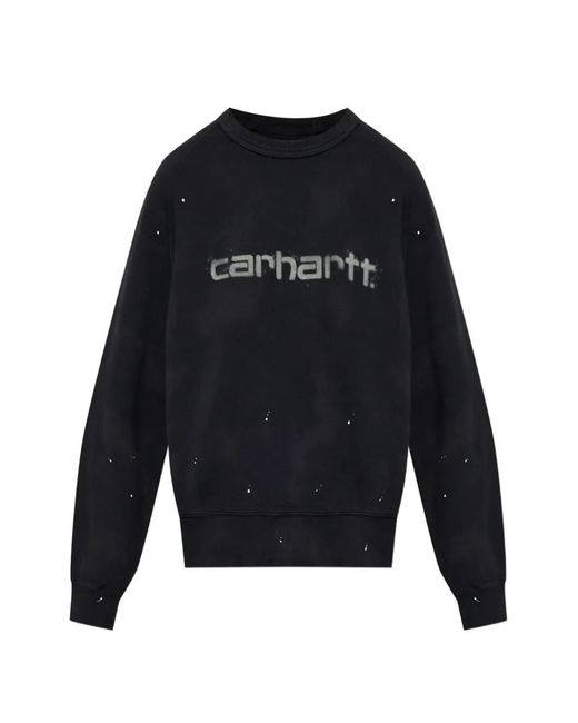 Carhartt Blue Paint-Splatter Logo-Print Sweatshirt