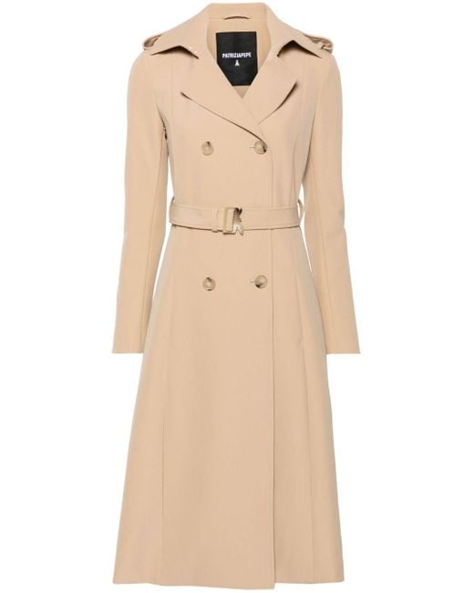 Patrizia Pepe Natural Double-Breasted Trench Coat