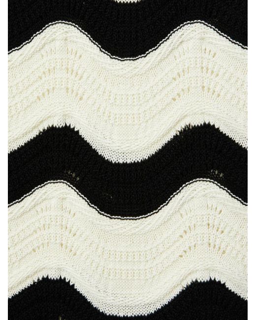 LaDoubleJ White Chevron-Wave Maxi Skirt