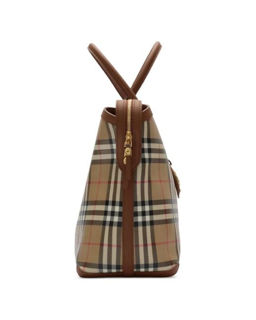 Burberry Metallic Medium Check Zip Tote