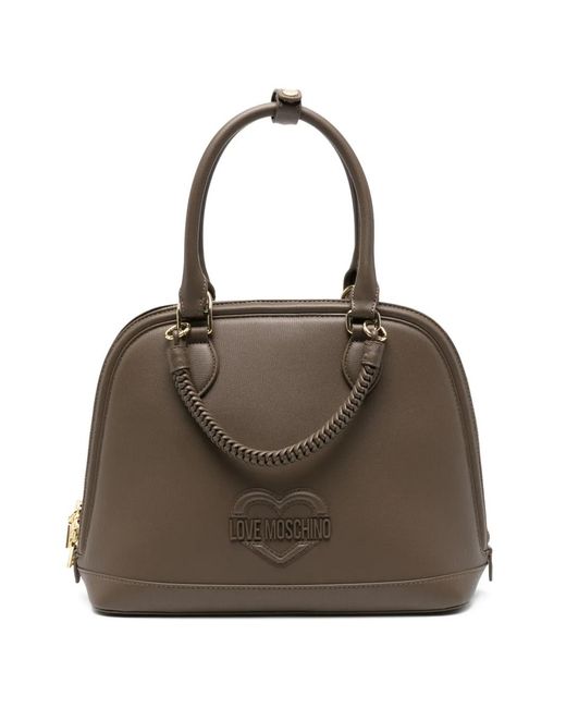 Love Moschino Brown Logo-Detail Shoulder Bag