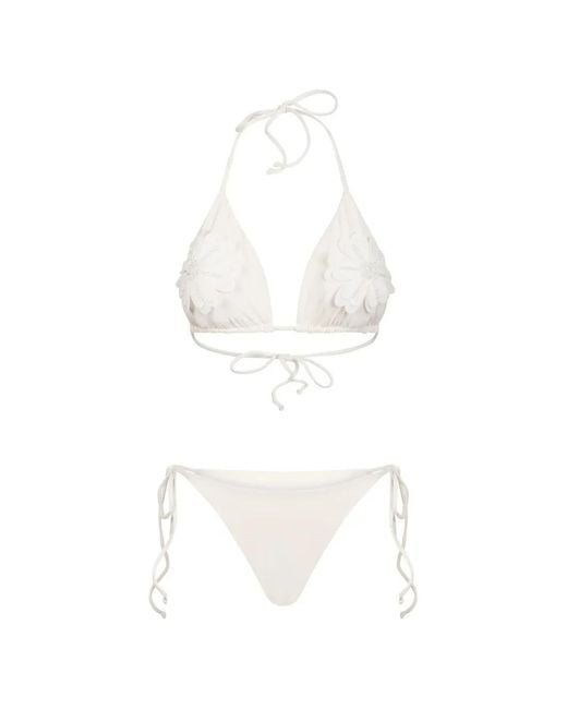 Bikinville White Marzia Floral-Appliqué Bikini