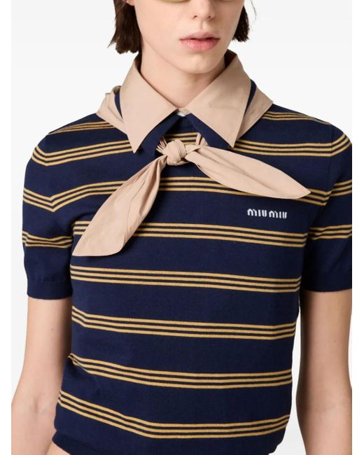 Polo A Righe di Miu Miu in Blue