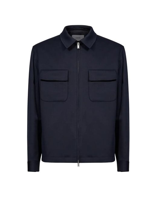 Lardini Blue Zip-Up Flap-Pocket Jacket for men