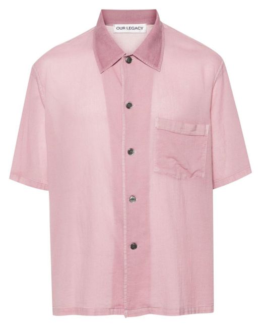 Our Legacy Overhemd Met Korte Mouwen in het Pink voor heren