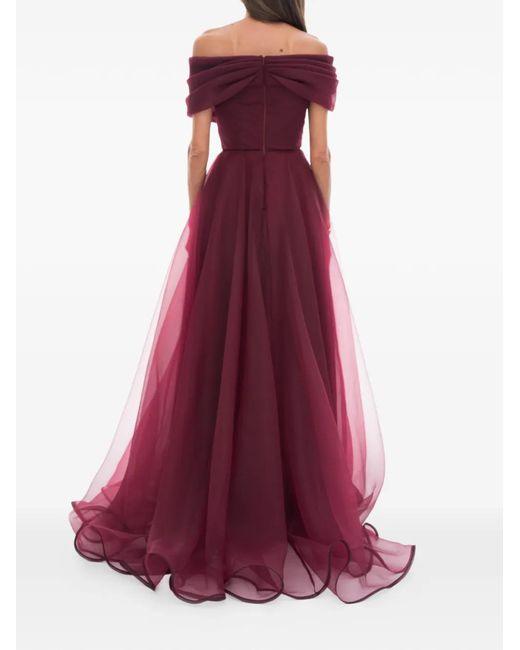 Ana Radu Purple Off-Shoulder Draped Gown
