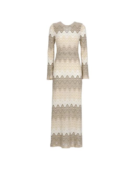 Mc2 Saint Barth White Chevron-Knit Midi Dress