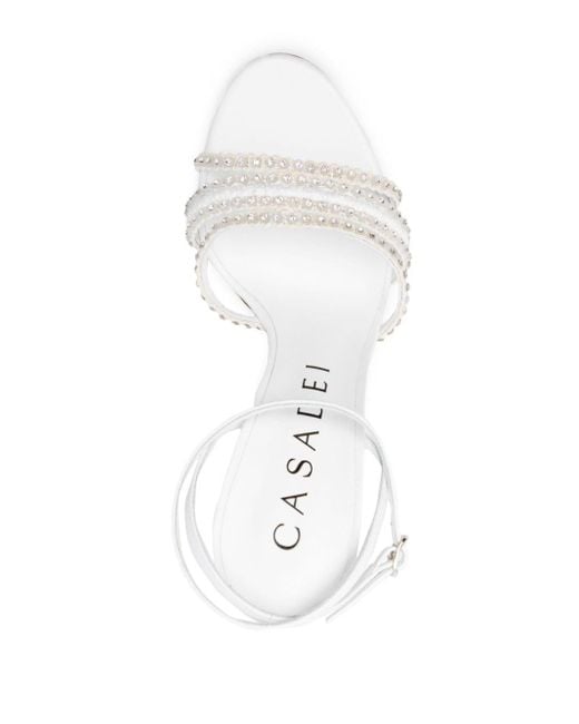 Casadei White Blade Limelight 100mm Leather Sandals