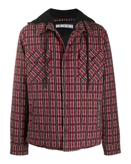 Off-White c/o Virgil Abloh Red Check Hooded Jacket for men